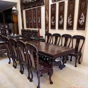 BỘ BÀN ĂN GHẾ KỲ LÂN GỖ GỤ BỘ BÀN ĂN GHẾ KỲ LÂN GỖ GỤ
