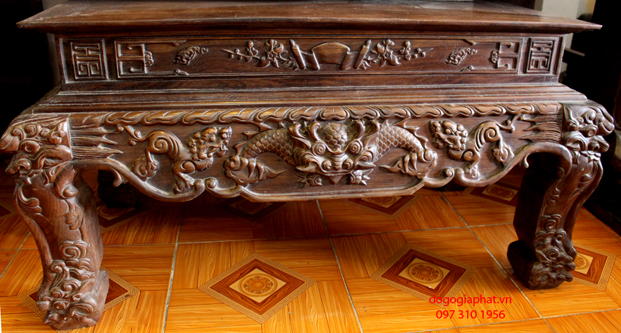 Bàn Thờ Tứ Linh Đục Chạm Đẹp Loại Lớn (Ms1)