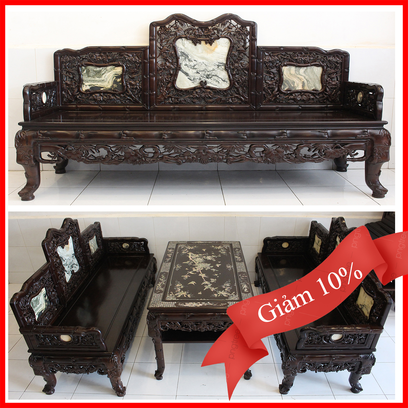 Bộ Ghế Trúc Nho Cẩn Ốc Xà Cừ Đẹp Quý Hiếm