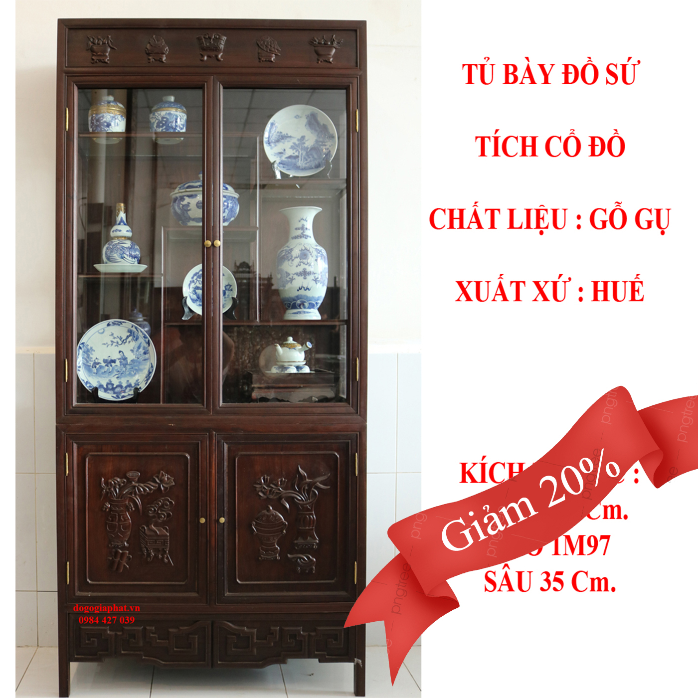 TỦ BÀY ĐỒ SỨ TÍCH CỔ ĐỒ