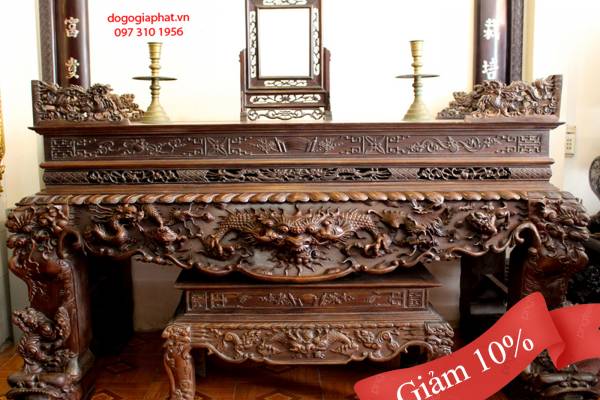 Bàn Thờ Tứ Linh Đục Chạm Đẹp Loại Lớn (Ms1)