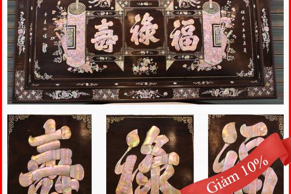 Đại tự Phúc Lộc Thọ cẩn ốc đẹp hiếm có