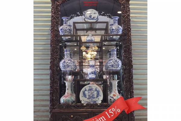Tủ Bày Đồ Chạm Trúc Nho
