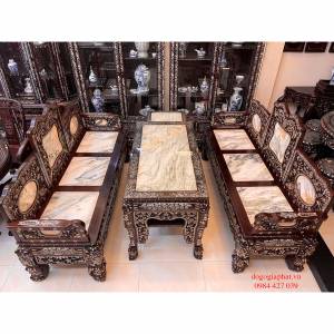 Trường kỷ tam sơn cẩn ốc xà cừ mặt đá vân mây tuyệt đẹp Trường kỷ tam sơn cẩn ốc xà cừ mặt đá vân mây tuyệt đẹp