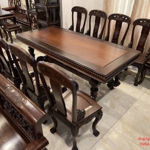Bộ bàn ăn 8 ghế gỗ gụ chân kỳ lân Bộ bàn ăn 8 ghế gỗ gụ chân kỳ lân