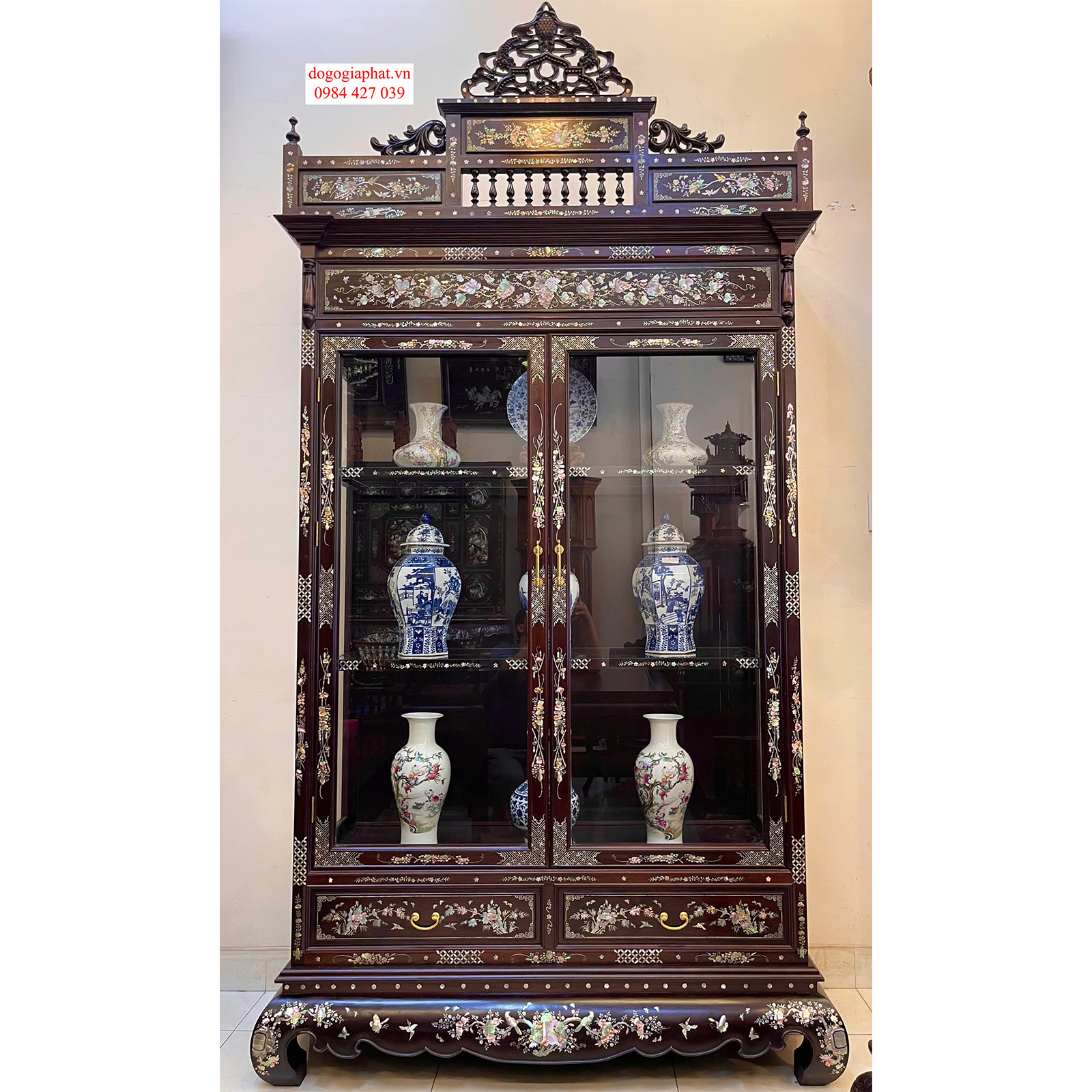 Tủ Bày Đồ Nam Bộ Cẩn Xà Cừ