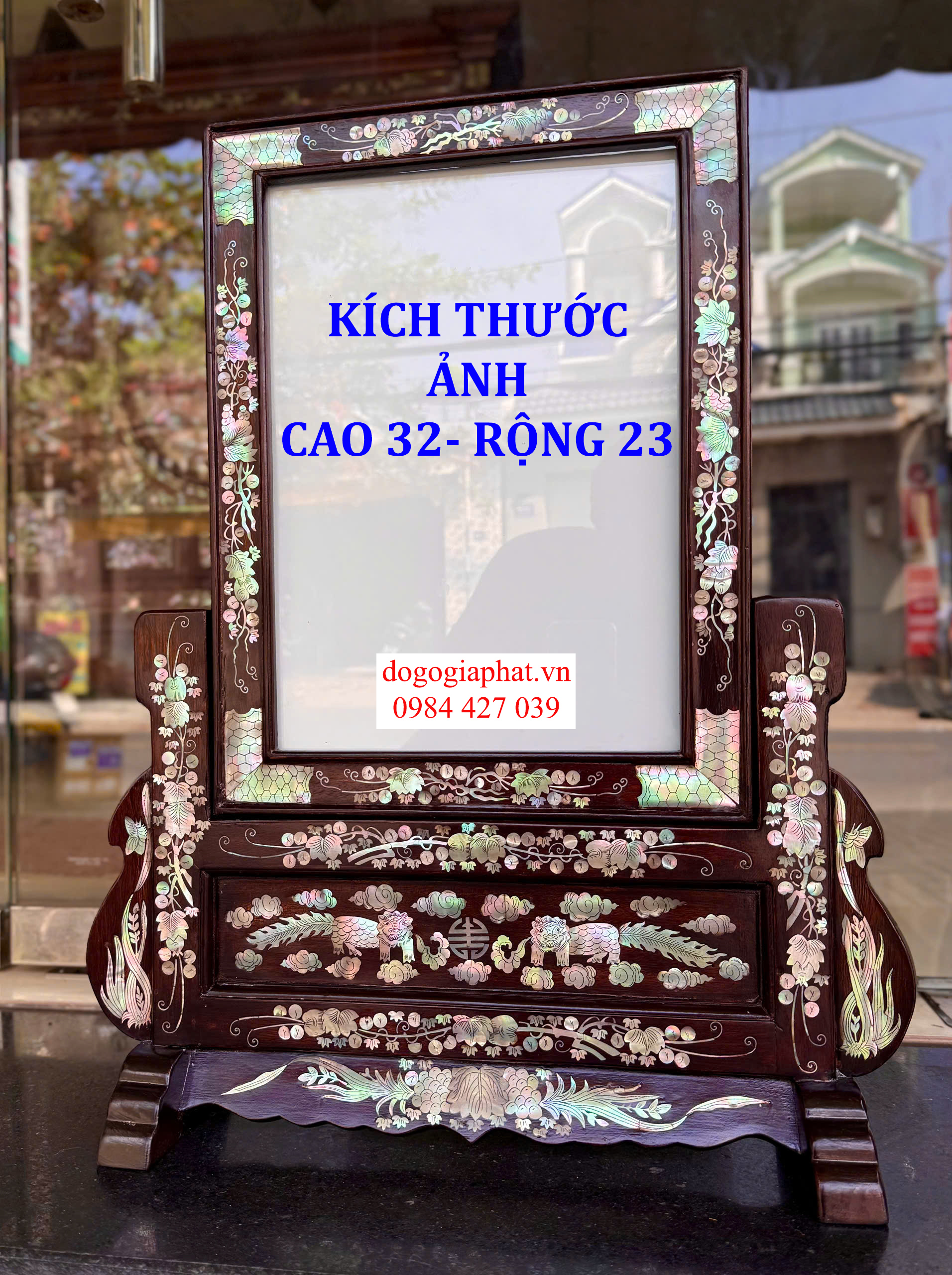 KHUNG ẢNH THỜ GỖ GỤ CẨN ỐC